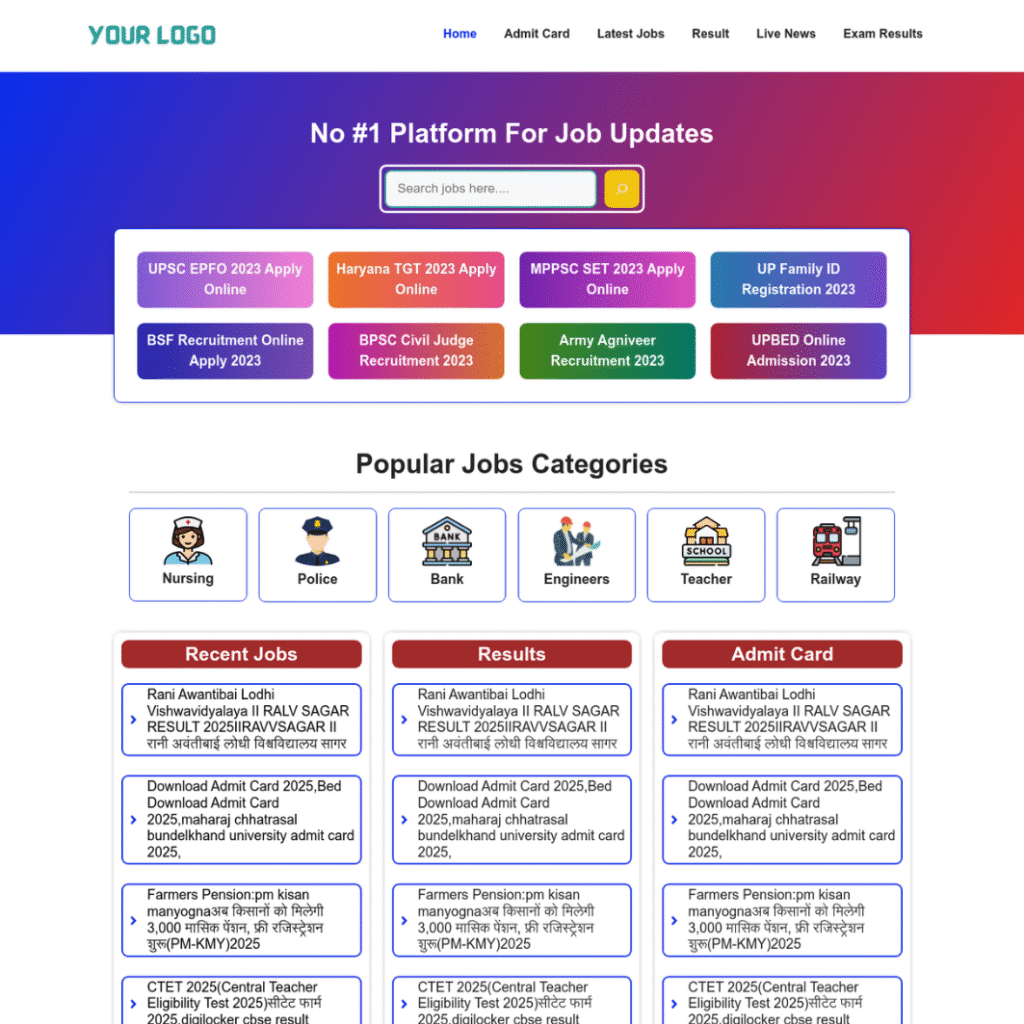 Sarkari Results WordPress Theme – Prebuilt GeneratePress Design for Govt Job Portals